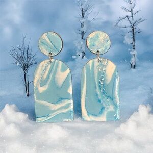 Perfectly imperfect by Heather. Blue and White Marble Earrings